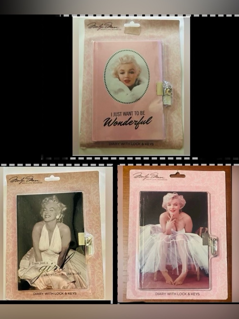 Collection of (3) Marilyn Monroe Lock and Key Diary’s